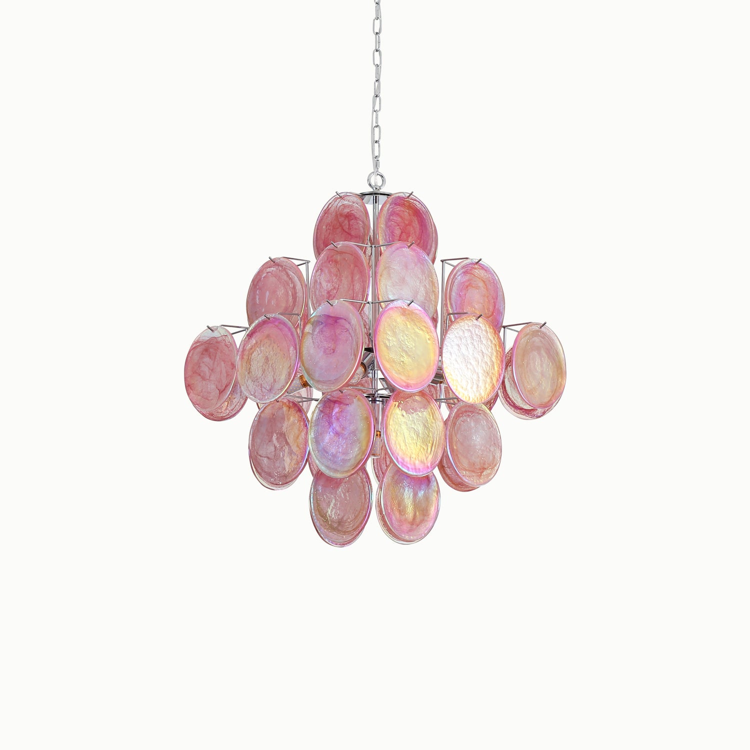 Modernist Diamond Shaped Handblown Murano Glass Chandelier